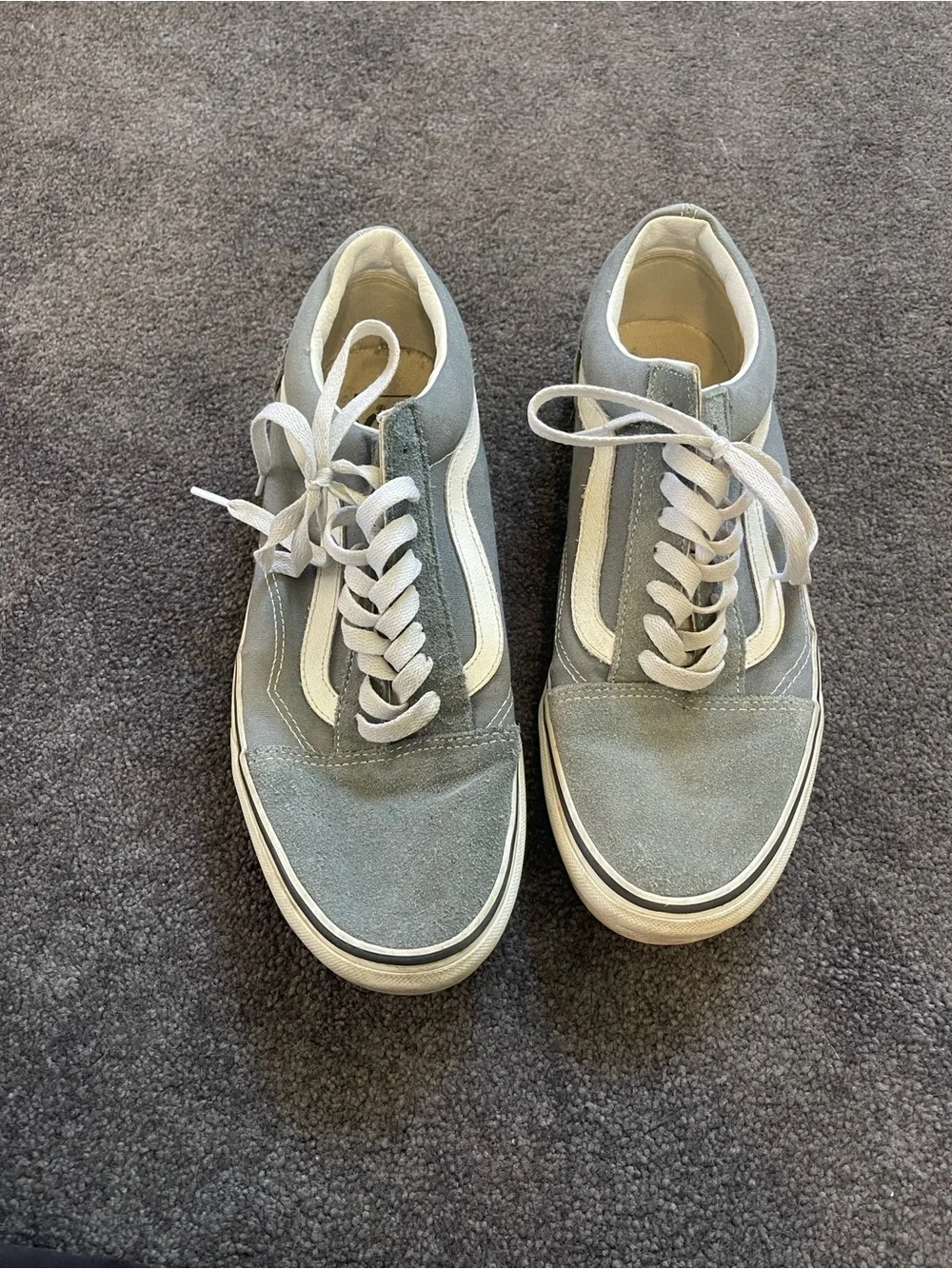Men's Gray Blue Suede Skate Sneakers - Casual Lace-Up